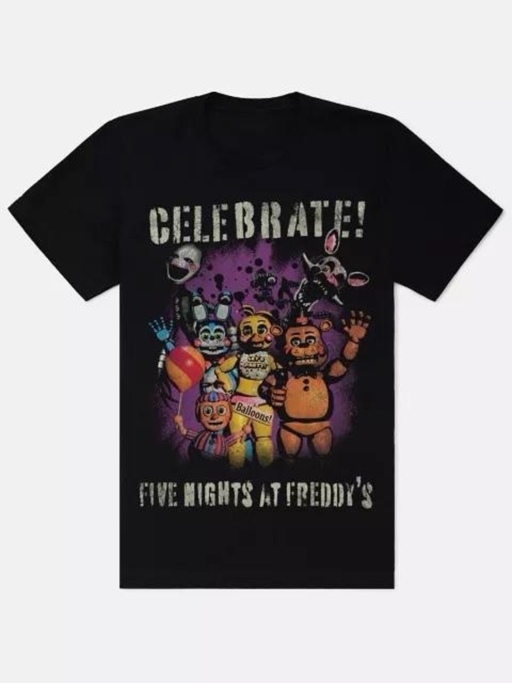 Spencer's Black Five Nights at Freddy's 'Celebrate!' Graphic Tee 2XL